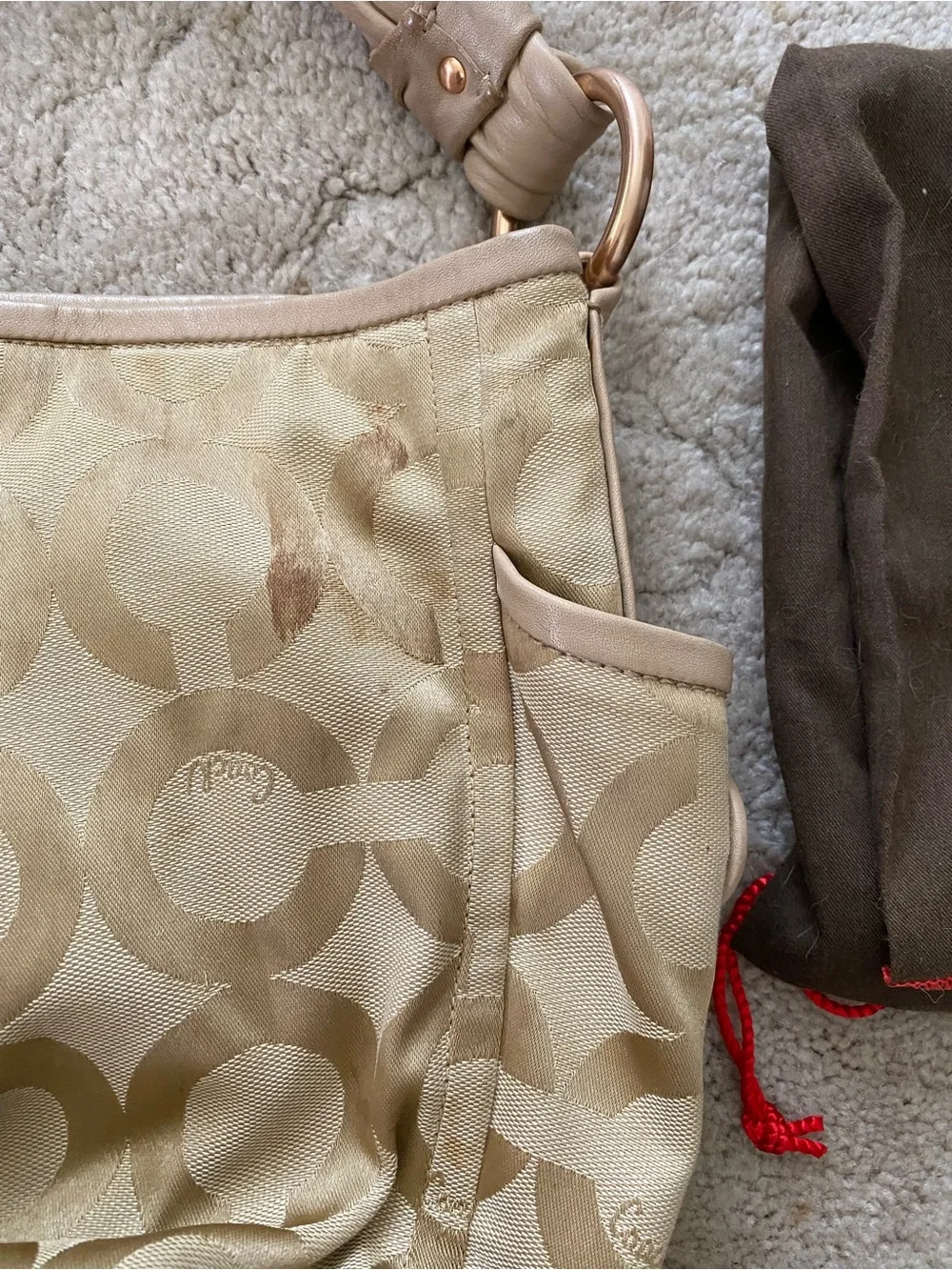 Coach Tan/Beige Signature Shoulder Bag